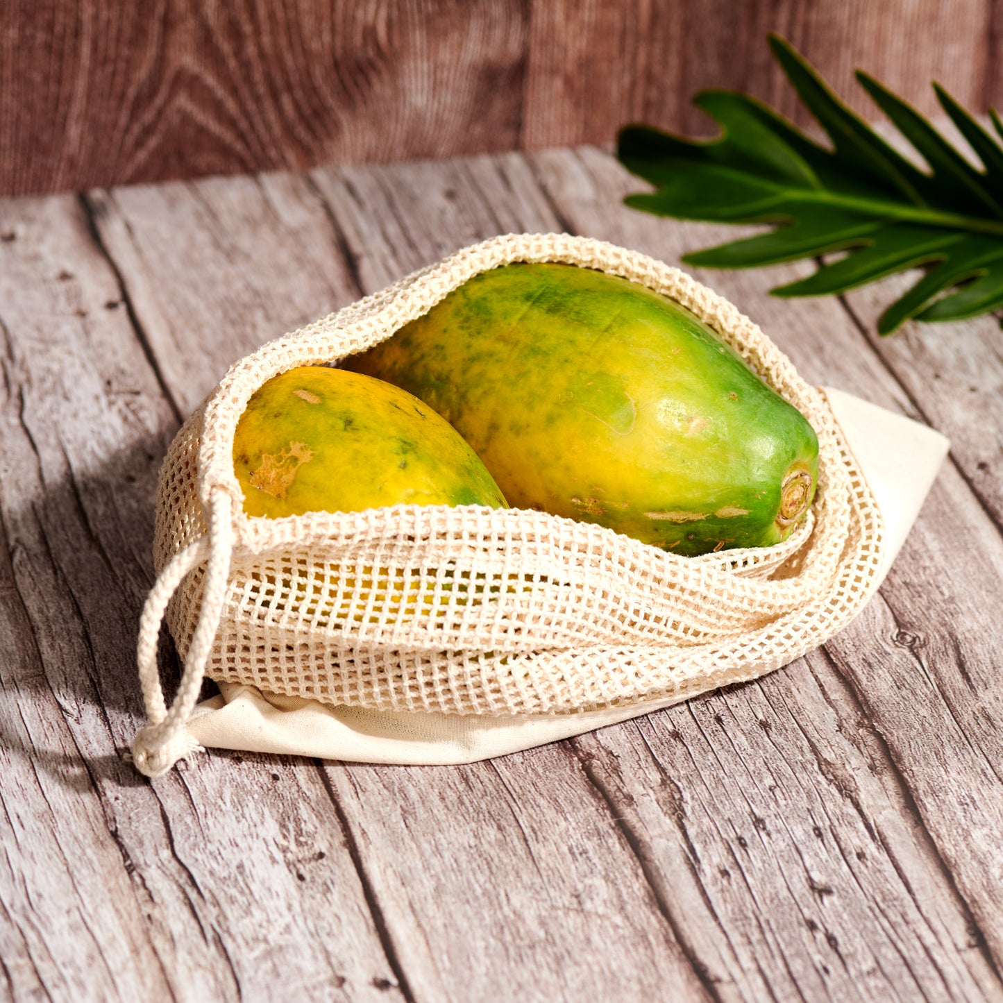 Cotton Mesh Rectangular Produce Bag with Solid Base