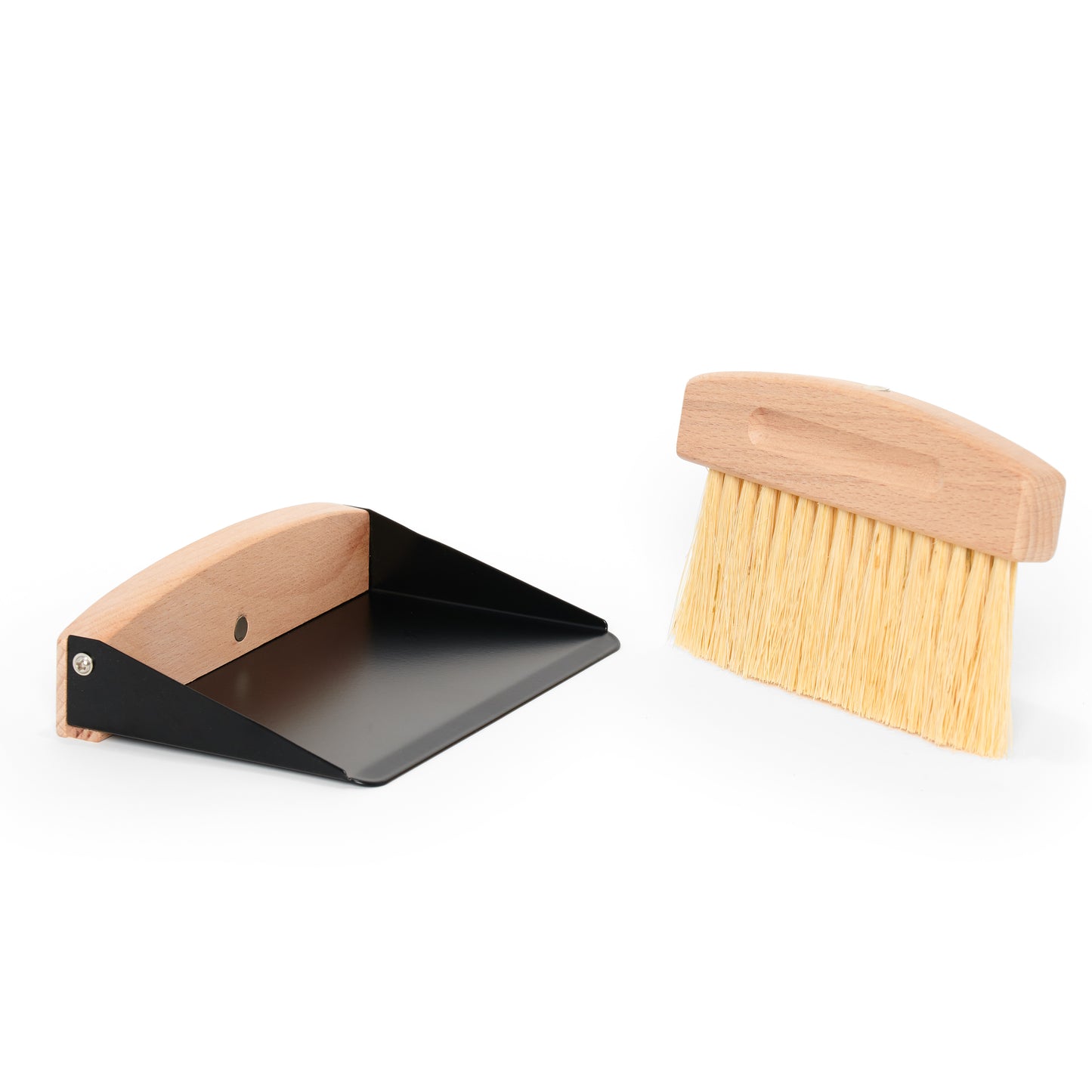 Wood Broom and Metal Dustpan