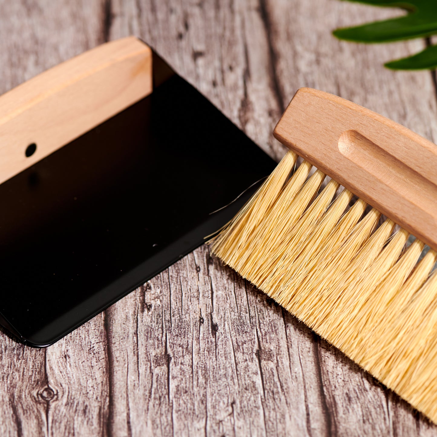 Wood Broom and Metal Dustpan