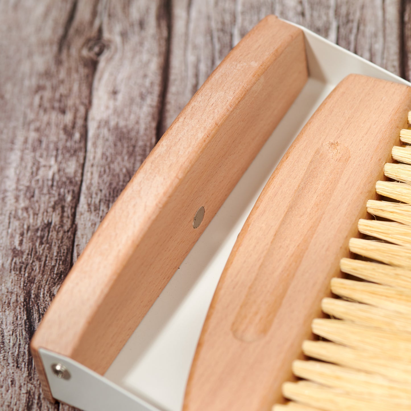 Wood Broom and Metal Dustpan