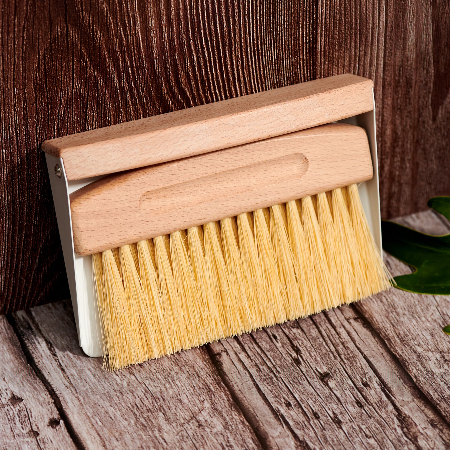 Wood Broom and Metal Dustpan