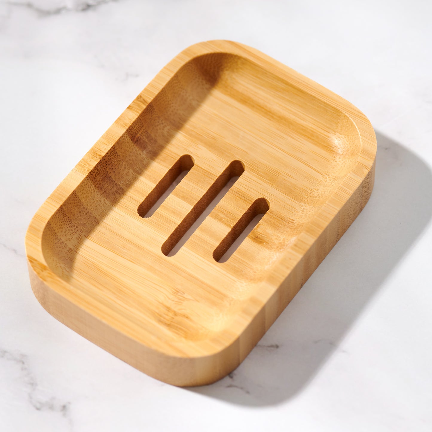 Curved Rectangular Bamboo Soap Dish