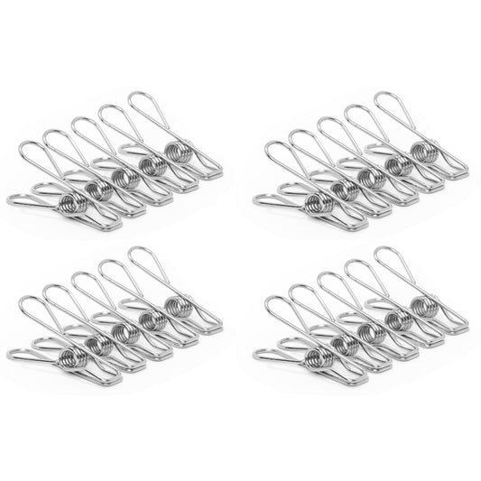 20 Stainless Steel Clothes Peg Clips in Cotton Bag